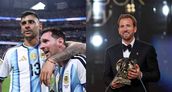 El Cuti Romero junto a Lionel Messi. A la derecha, Harry Kane con el Balón de Oro 2026.&nbsp;