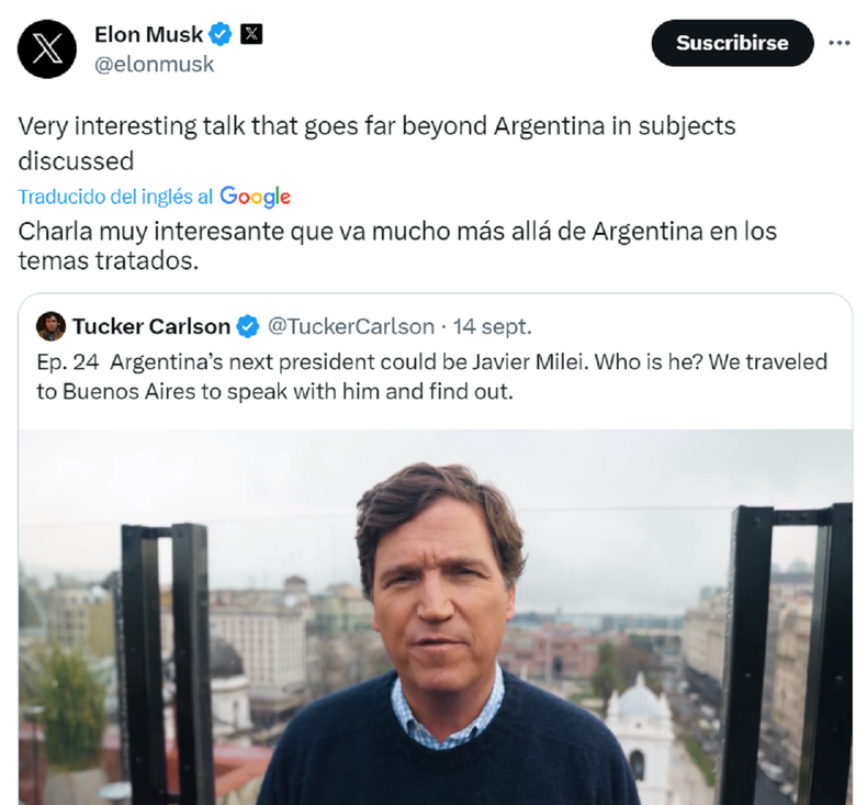 El tuit de Elon Musk.