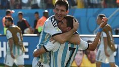 Messi y Di María durante Brasil 2014. Messi y Di María durante Brasil 2014.