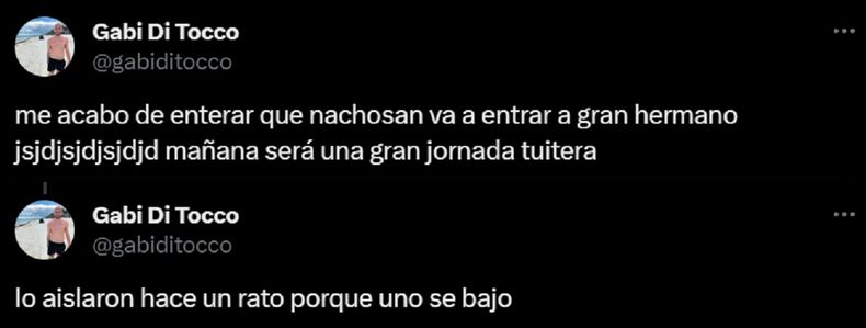 Las inesperadas publicaciones de Gabriel Di Tocco sobre Gran Hermano 2023.