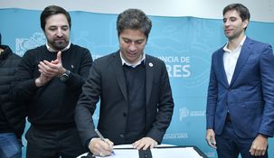 Axel Kicillof junto a Santiago Passaglia y Nicolás Kreplak.&nbsp;