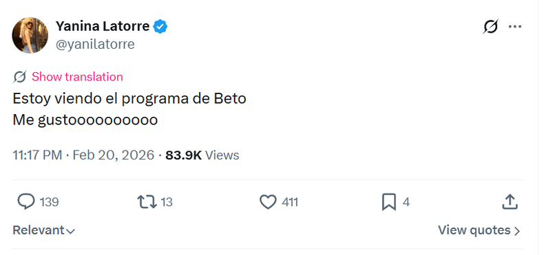 Yanina Latorre opin&oacute; sobre el programa de Beto Casella.