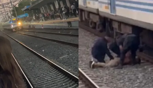 El hombre quiso escapar por debajo de los vagones.