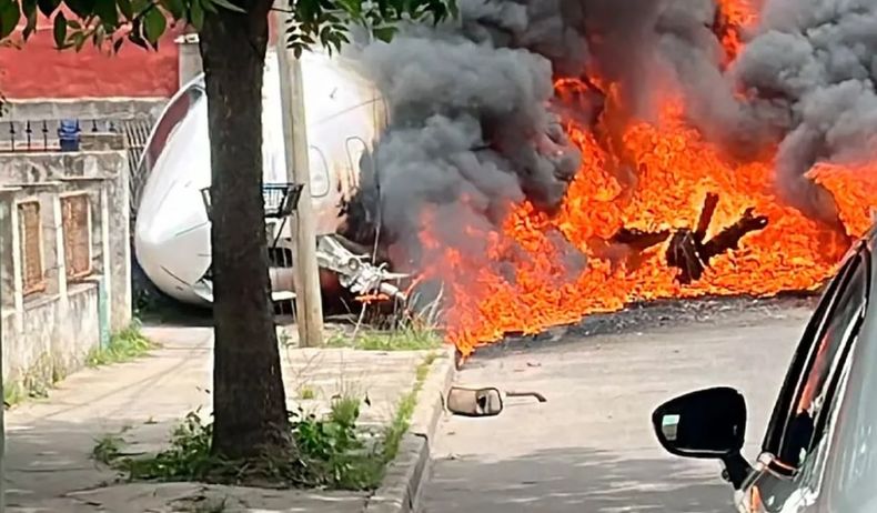 Así quedó el avión que se estrelló en San Fernando.