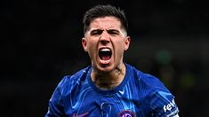 Enzo festeja su golazo en Londres. Enzo festeja su golazo en Londres.