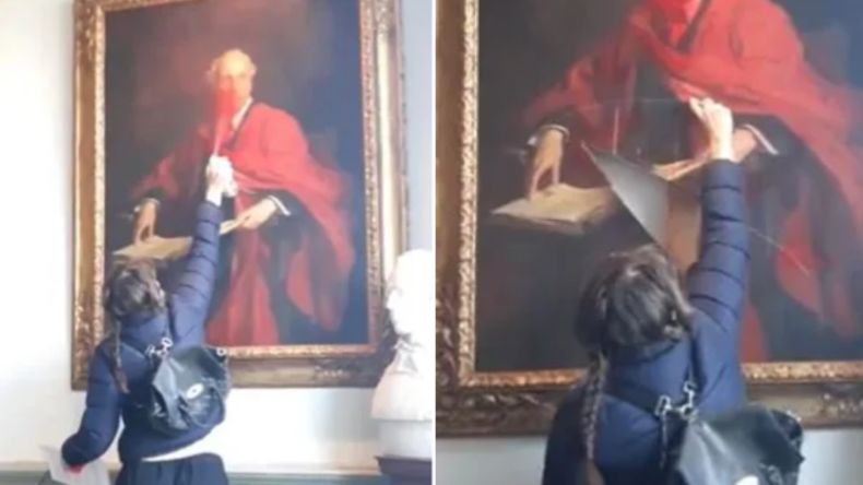 El momento del ataque al cuadro de Lord Balfour.