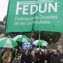 La Federación de Docentes de las Universidades reclamando que el Gobierno cumpla con la Ley de Financiamiento Universitario.
