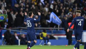 Messi festeja el 2-0 del PSG.