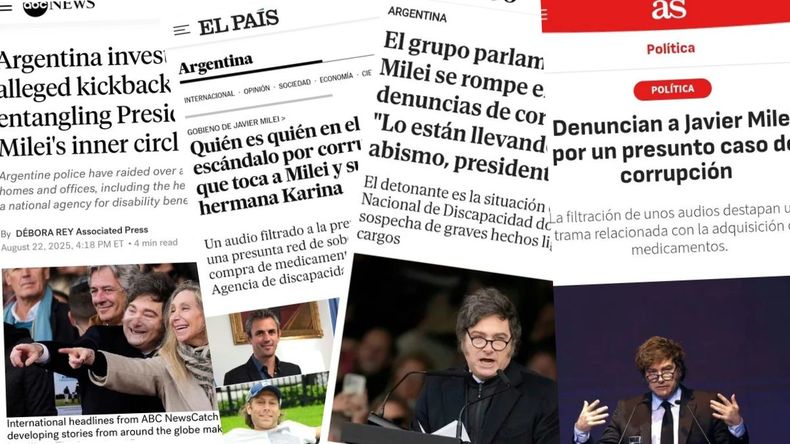 Los medios del mundo se hicieron eco del escándalo de coimas en el gobierno de Javier Milei.&nbsp; 