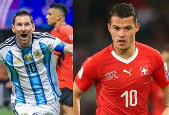 Lionel Messi y Granit Xhaka.