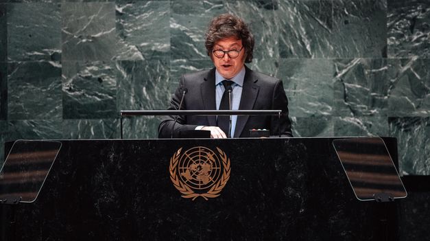 Javier Milei durante su anterior discurso en la ONU, en 2024.