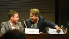 Agustín Laje y Nicolás Márquez en la presentación del libro en Uruguay. Agustín Laje y Nicolás Márquez en la presentación del libro en Uruguay.