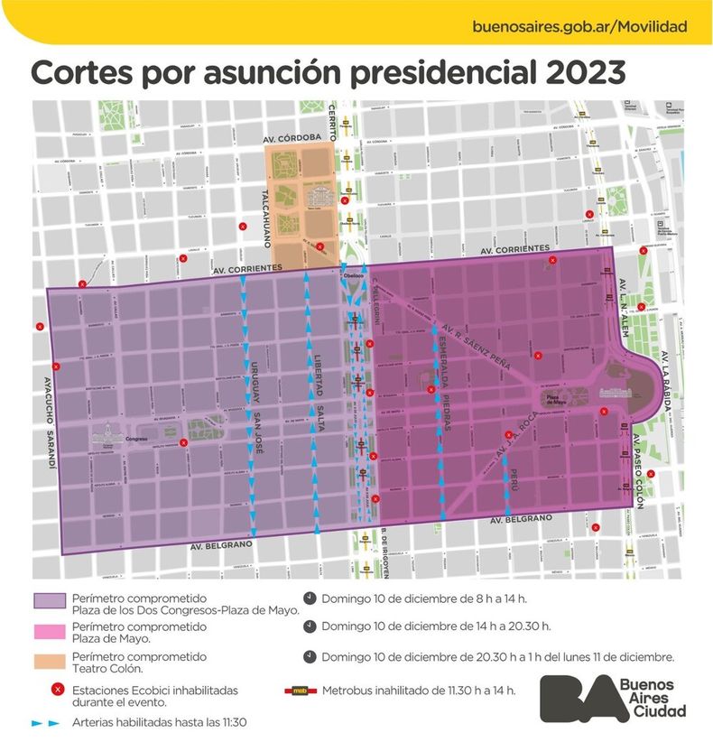 El operativo se concentra en el eje entre el Congreso y la Casa Rosada.