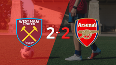 arsenal saco un punto luego de empatar a 2 goles con west ham united