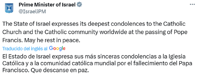 La publicación de la Oficina del Primer Ministro de Israel. La publicación de la Oficina del Primer Ministro de Israel.