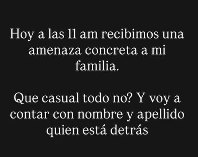 El mensaje de Cinthia Fernández tras las amenazas.