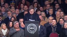 El presidente Milei, durante su discurso en La Rural.