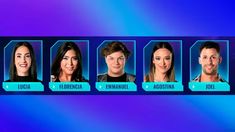 Lucía, Florencia, Emmanuel, Agostina y Joel son los cinco nominados. Lucía, Florencia, Emmanuel, Agostina y Joel son los cinco nominados.