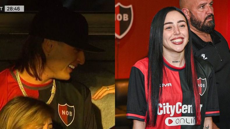 Peso Pluma se mostró junto a Nicki Nicole en la cancha de Newells.
