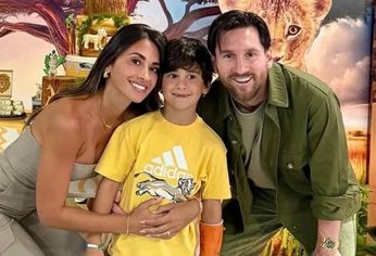 Antonela Roccuzzo y Lionel Messi con Ciro. Antonela Roccuzzo y Lionel Messi con Ciro.