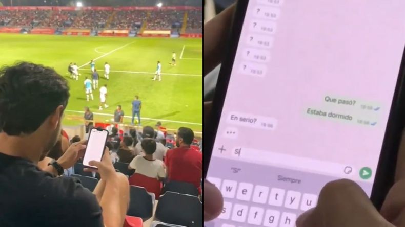 Un espectador estaba jugando otro partido.