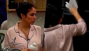 Romina Uhrig limpiando en la casa de Gran Hermano Generación Dorada.