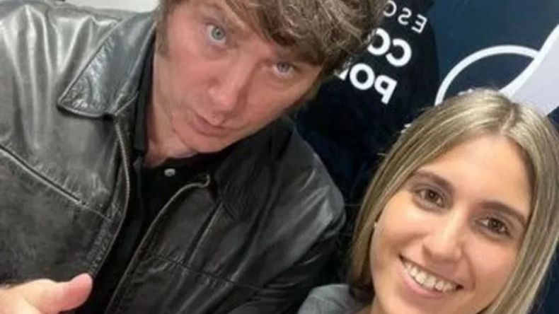 El presidente javier Milei junto a Geraldine Calvella.