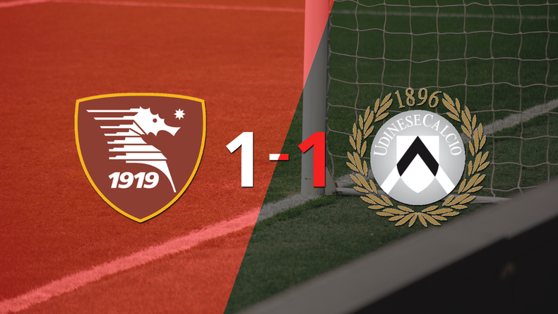 Salernitana y Udinese se repartieron los puntos en un 1 a 1
