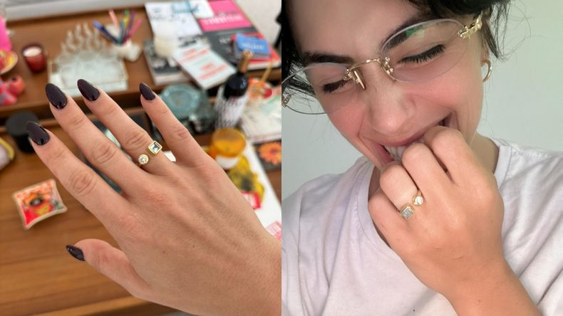 Lali Espósito mostró el anillo de compromiso.