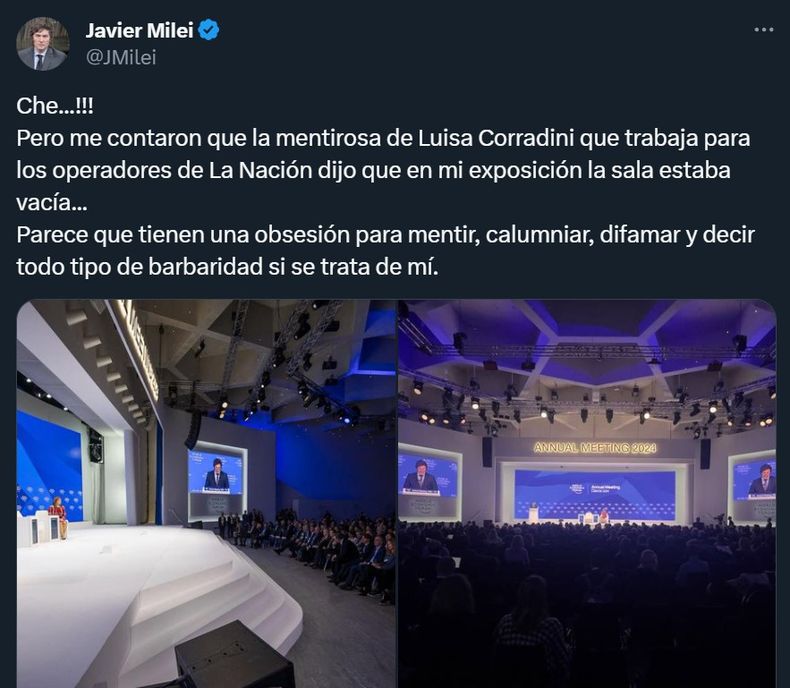 Javier Milei tuiteó contra una periodista de La Nación: "Tienen una obsesión para mentir"