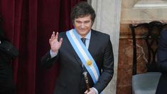 Milei durante su asunción como presidente. Milei durante su asunción como presidente.