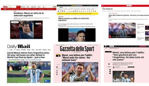 Messi deja la Selección y así lo reflejaron los medios internacionales.&nbsp;