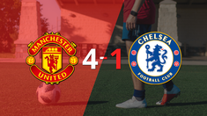 manchester united fue contundente y goleo 4-1 a chelsea