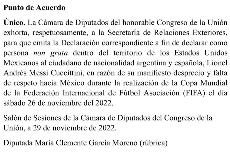 el escrito que presento la diputada maria clemente garcia moreno