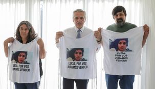 Alberto Fernández recibió a Marta Montero y Guillermo Pérez, padres de Lucía Pérez.
