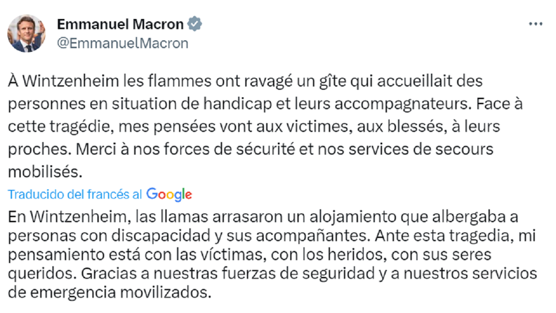 El tuit de Emmanuel Macron.