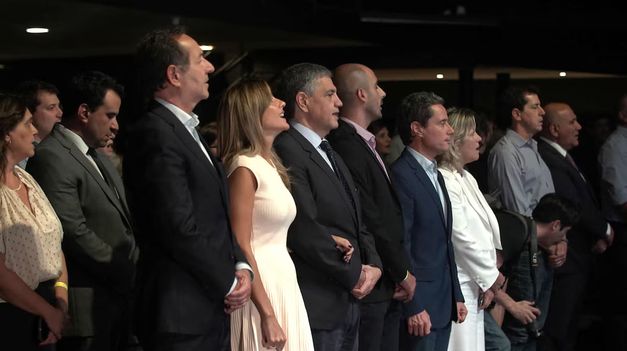 Jorge Macri, junto a su esposa, en la inauguración de la Universidad Evangélica.