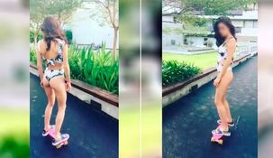 Andar en skate en bikini: la curiosa costumbre de Flor Ventura