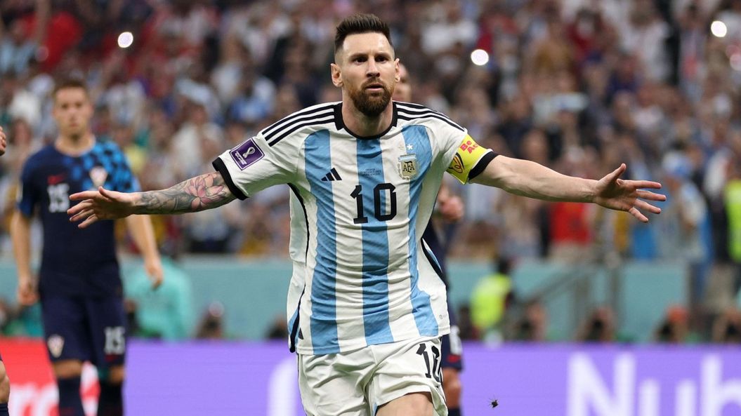 Messi tras el 1-0 de la Selección.