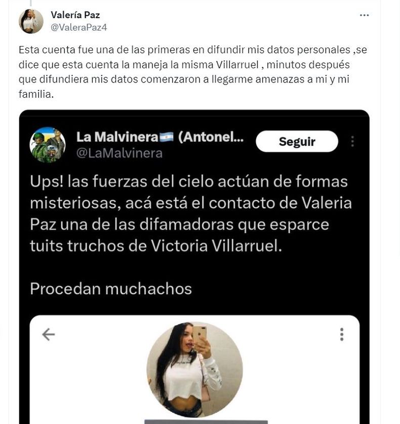 Acusan a Victoria Villarruel de difundir datos personales a través de redes sociales para amenazar usuarios
