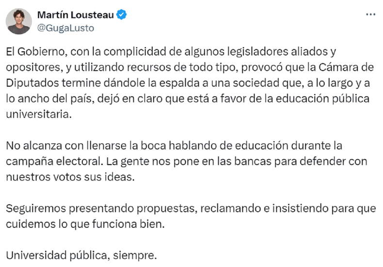 La publicación de Martín Lousteau.