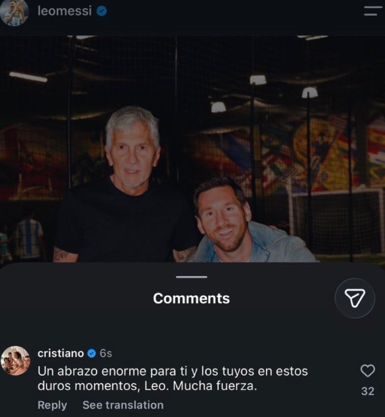 Cristiano Ronaldo y su mensaje a Leo Messi tras la muerte de su padre.
