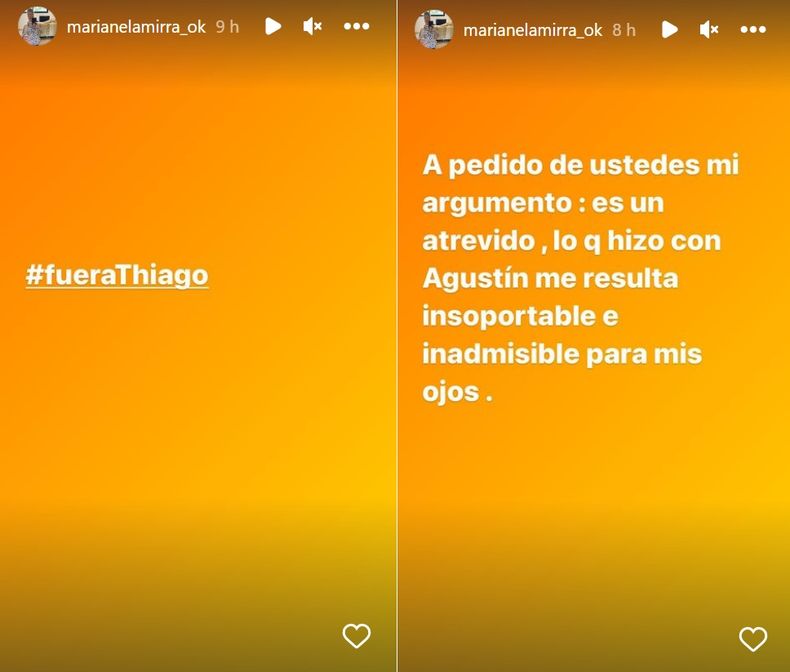 Las primeras dos historias que publicó Mirra.