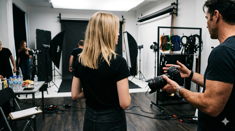 Situación de casting en estuido fotográfico (Imagen ilustrativa hecha con IA)