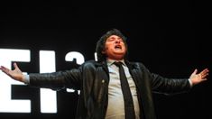 Javier Milei, durante el acto de cierre de campaña en el Movistar Arena.&nbsp;