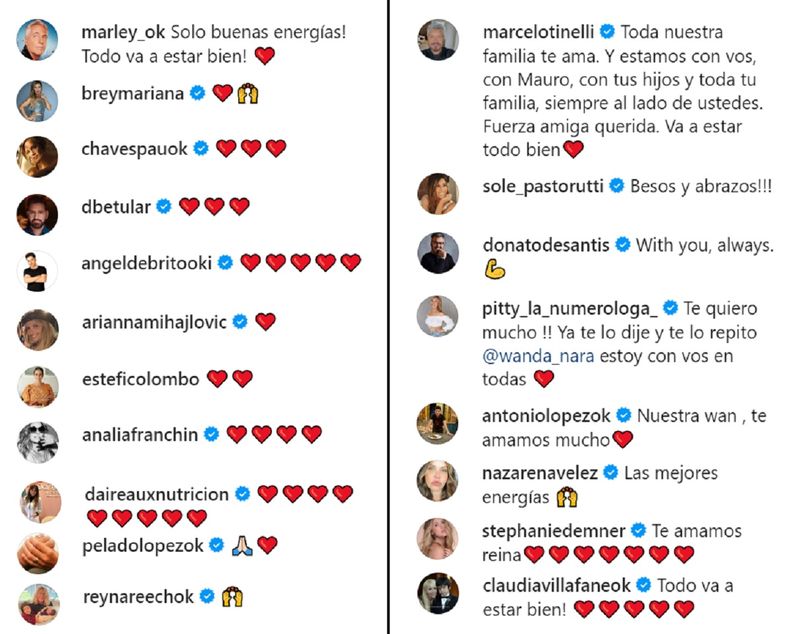 Los principales comentarios en las publicaciones de Icardi y Wanda, respectivamente.