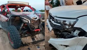 Así quedaron los vehículos&nbsp; UTV y Amarok tras el choque en el resultó herido de gravedad el menor Bastian Jerez