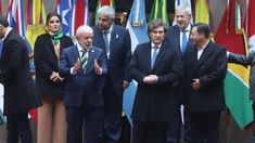 Javier Milei en la cumbre del Mercosur de julio de 2025. Javier Milei en la cumbre del Mercosur de julio de 2025.