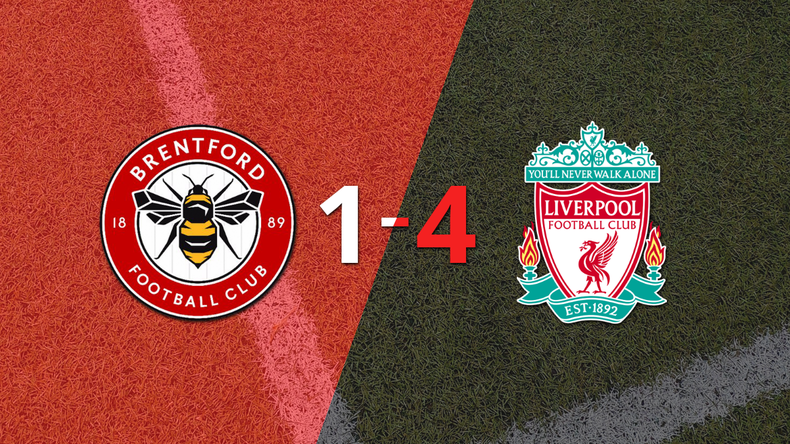 De visitante, Liverpool goleó a Brentford con un contundente 4 a 1
