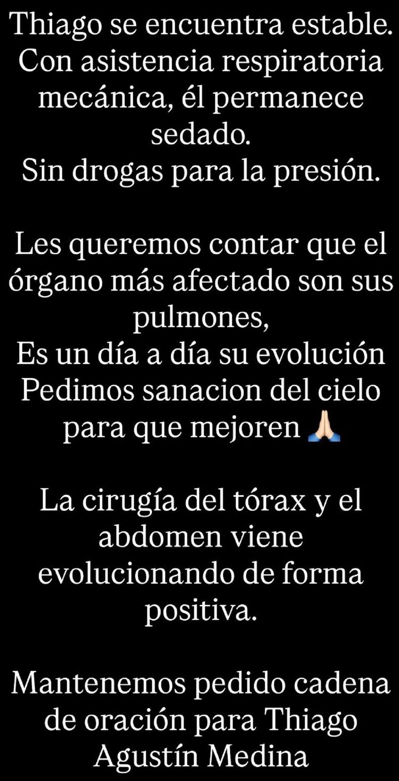 El parte m&eacute;dico de Thiago Medina.